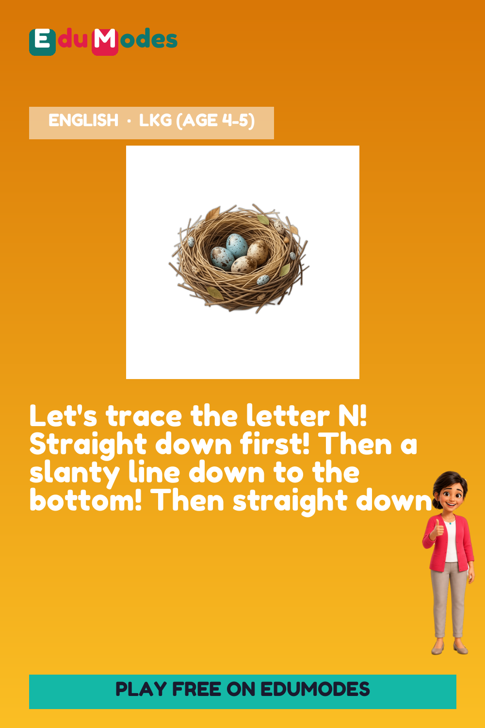 Trace the Letter N - Interactive Learning Game Preview