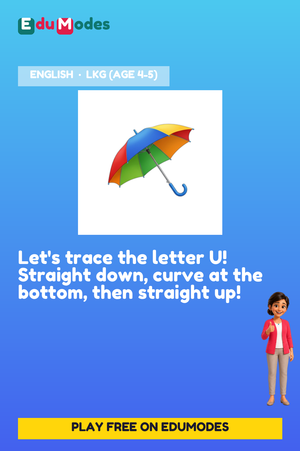 Trace the Letter U - Interactive Learning Game Preview