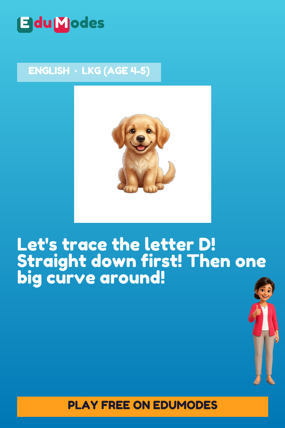 Trace the Letter D - Interactive Learning Game Preview