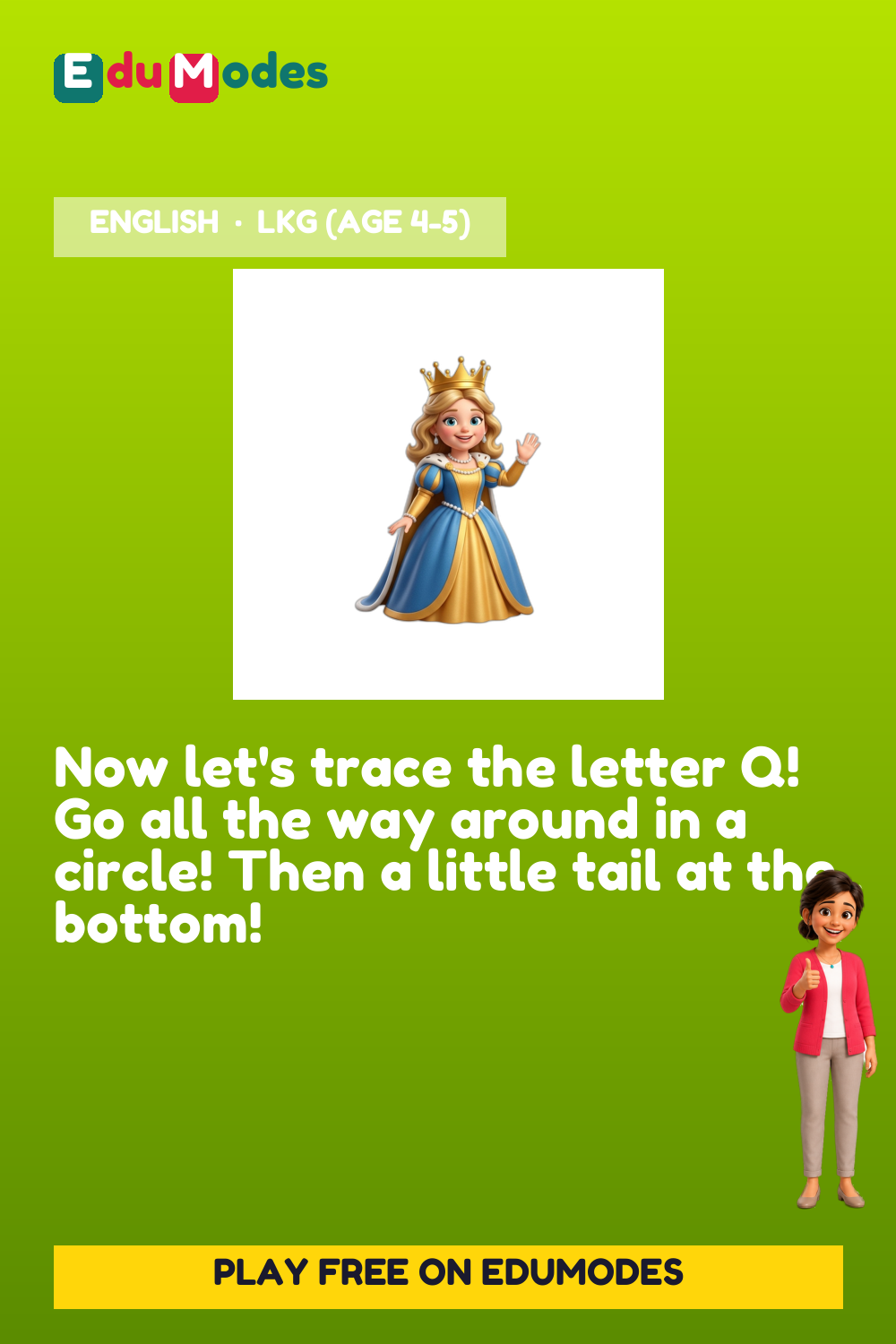 Trace the Letter Q - Interactive Learning Game Preview