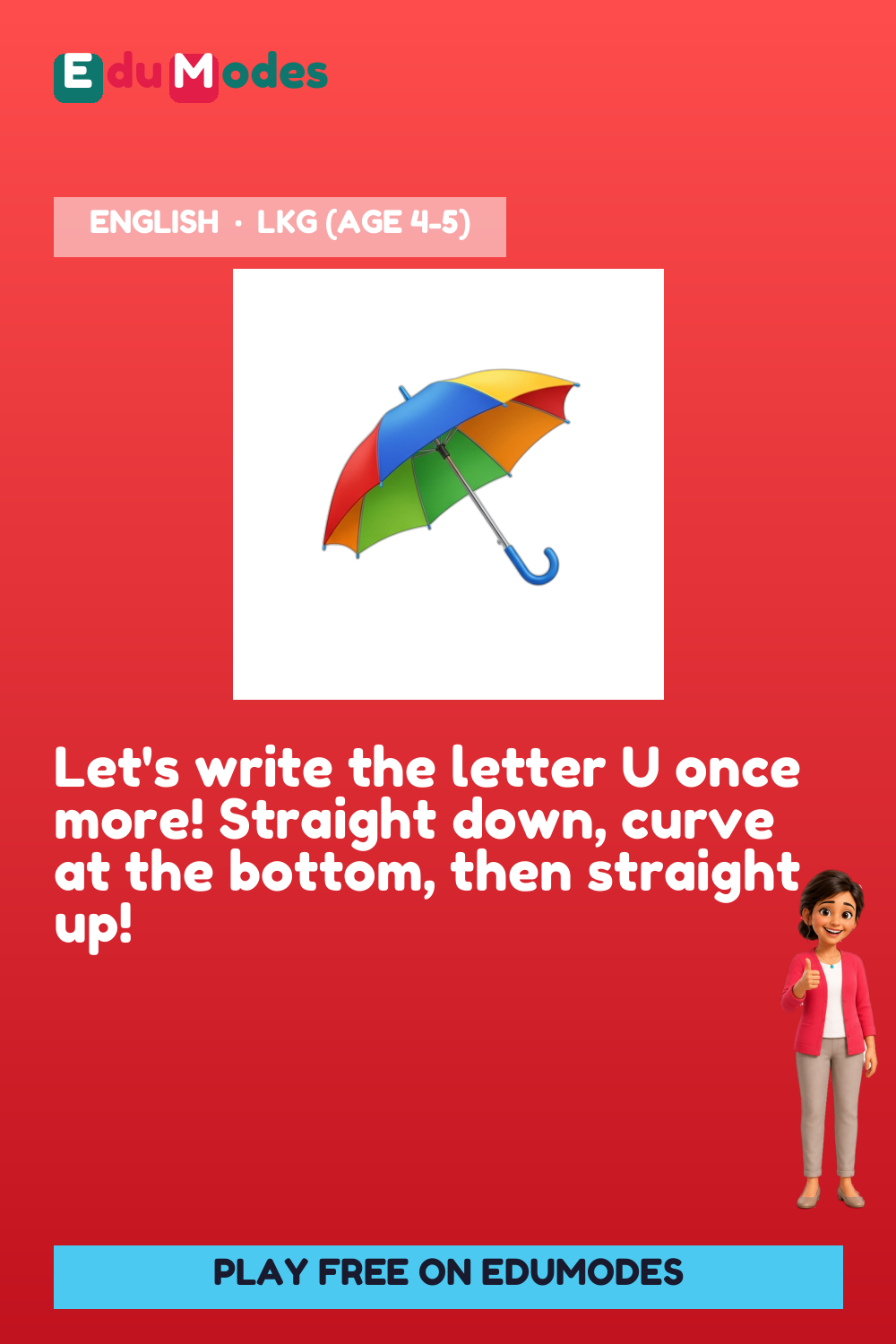 Trace the Letter U Again - Interactive Learning Game Preview