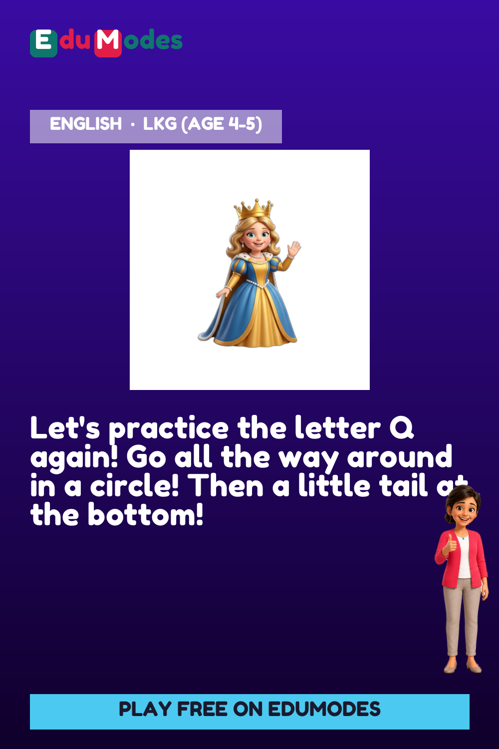 Trace the Letter Q Again - Interactive Learning Game Preview