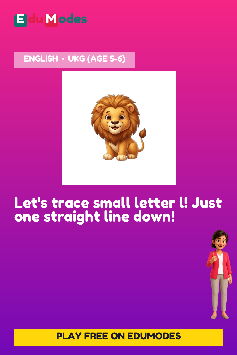 Trace the Small Letter l - Interactive Learning Game Preview