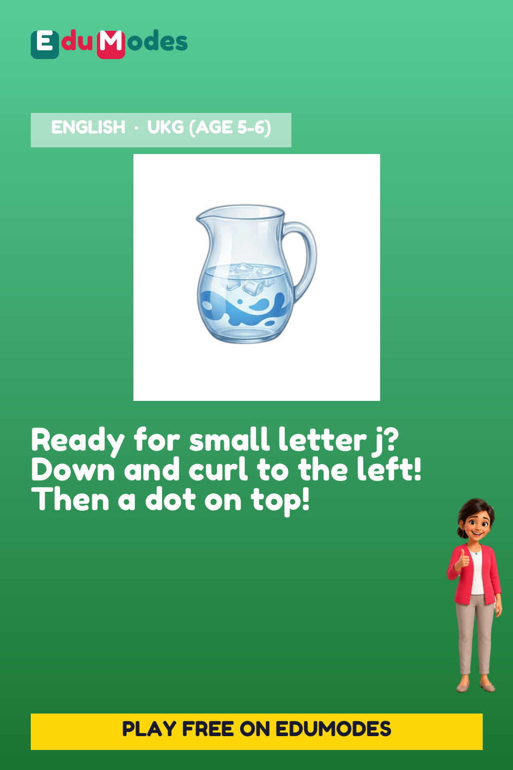 Trace the Small Letter j - Interactive Learning Game Preview
