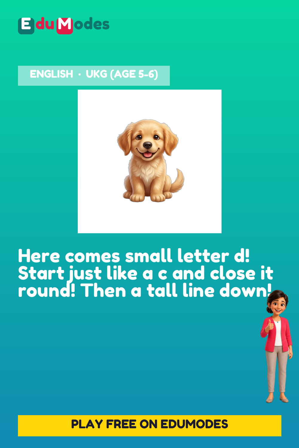 Trace the Small Letter d - Interactive Learning Game Preview