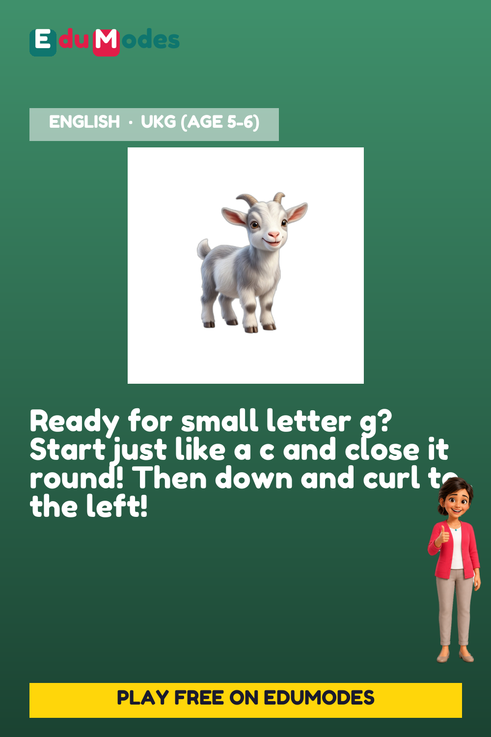 Trace the Small Letter g - Interactive Learning Game Preview