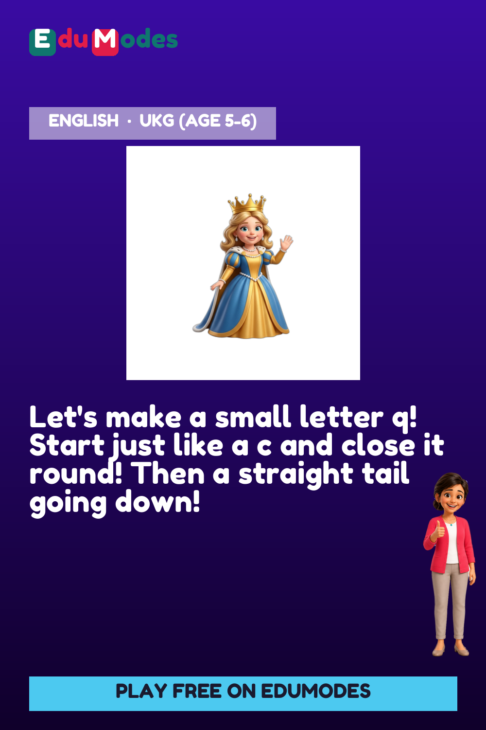 Trace the Small Letter q - Interactive Learning Game Preview