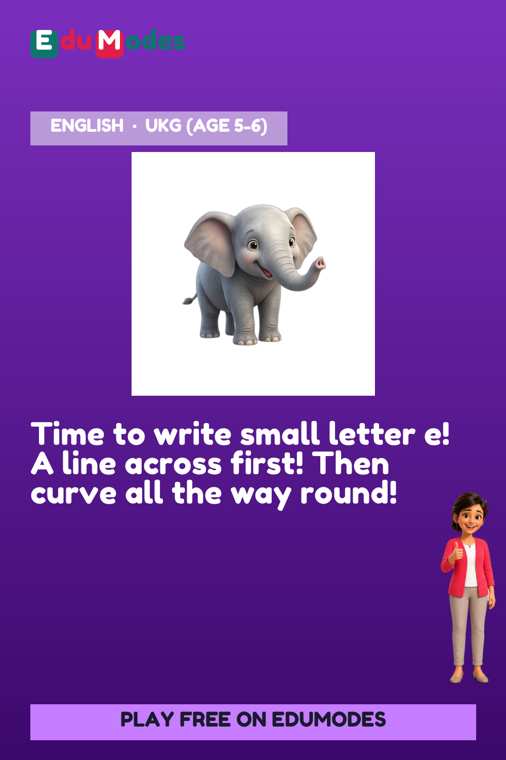 Trace the Small Letter e - Interactive Learning Game Preview