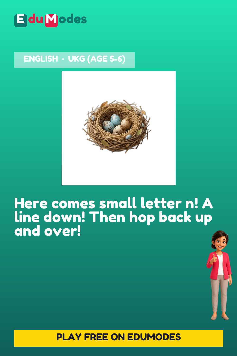 Trace the Small Letter n - Interactive Learning Game Preview