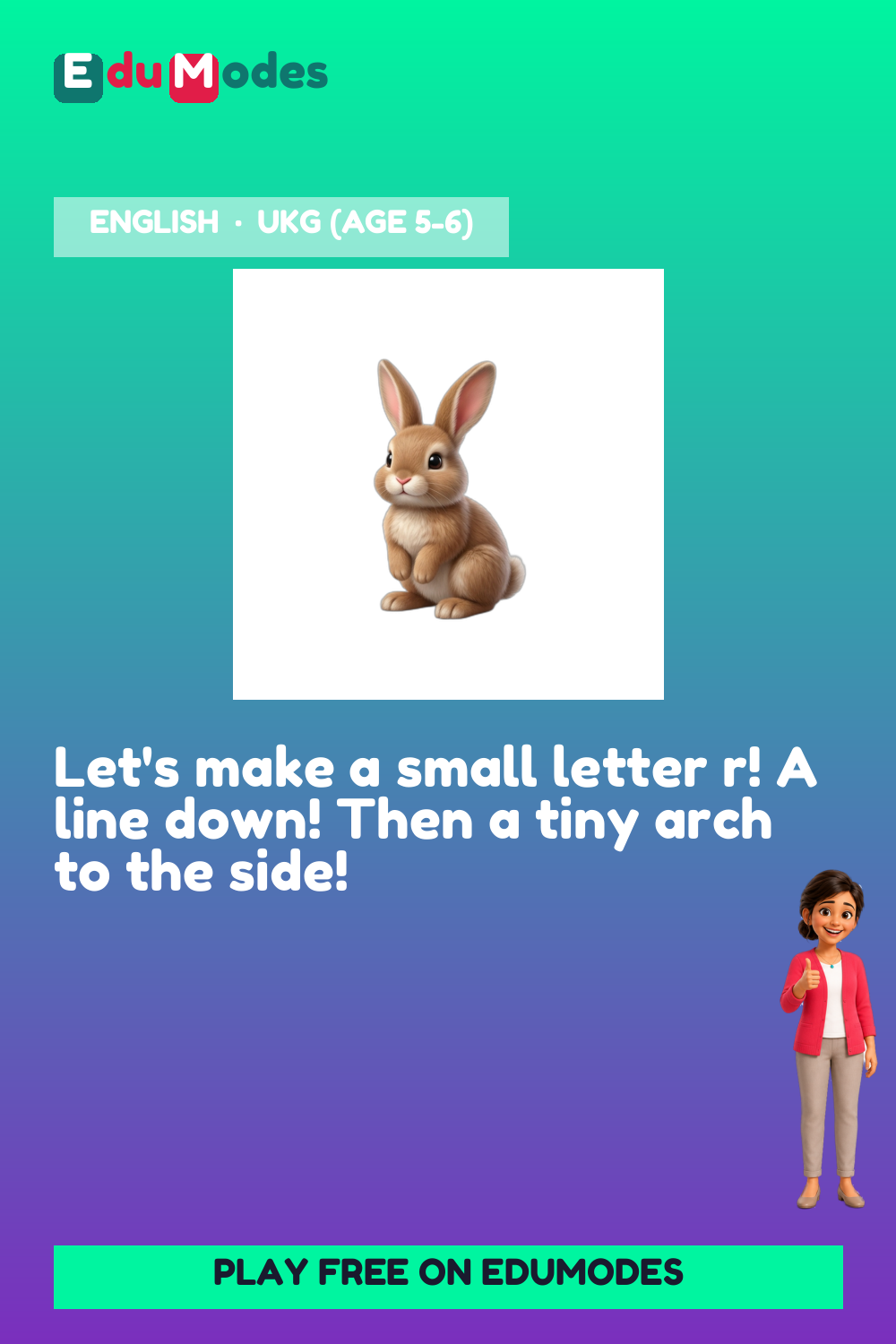 Trace the Small Letter r - Interactive Learning Game Preview