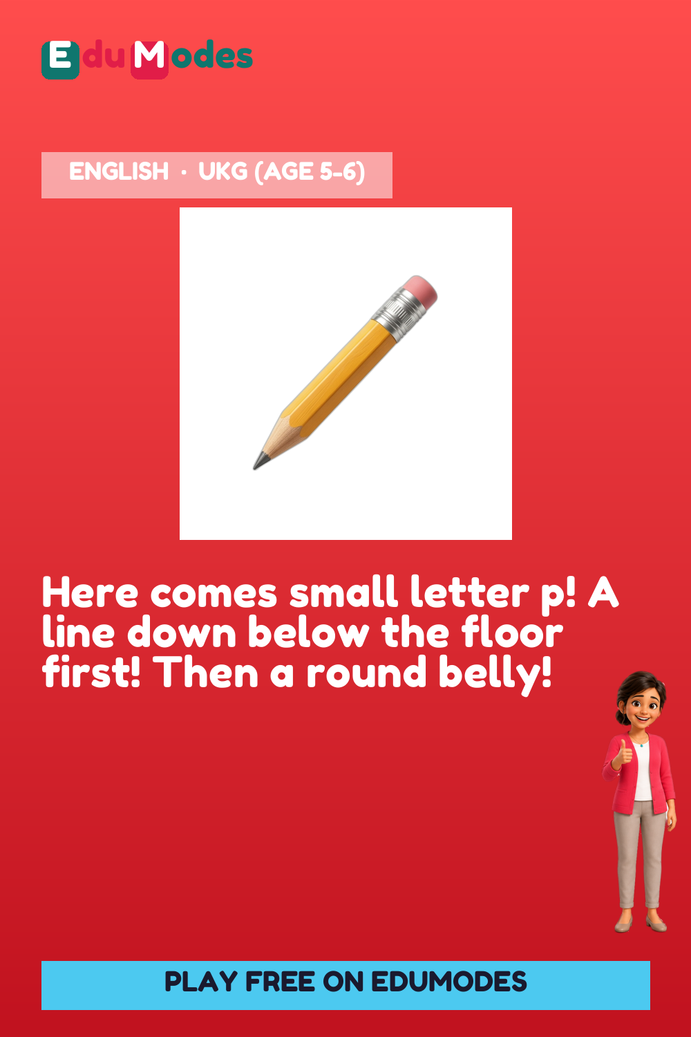 Trace the Small Letter p - Interactive Learning Game Preview