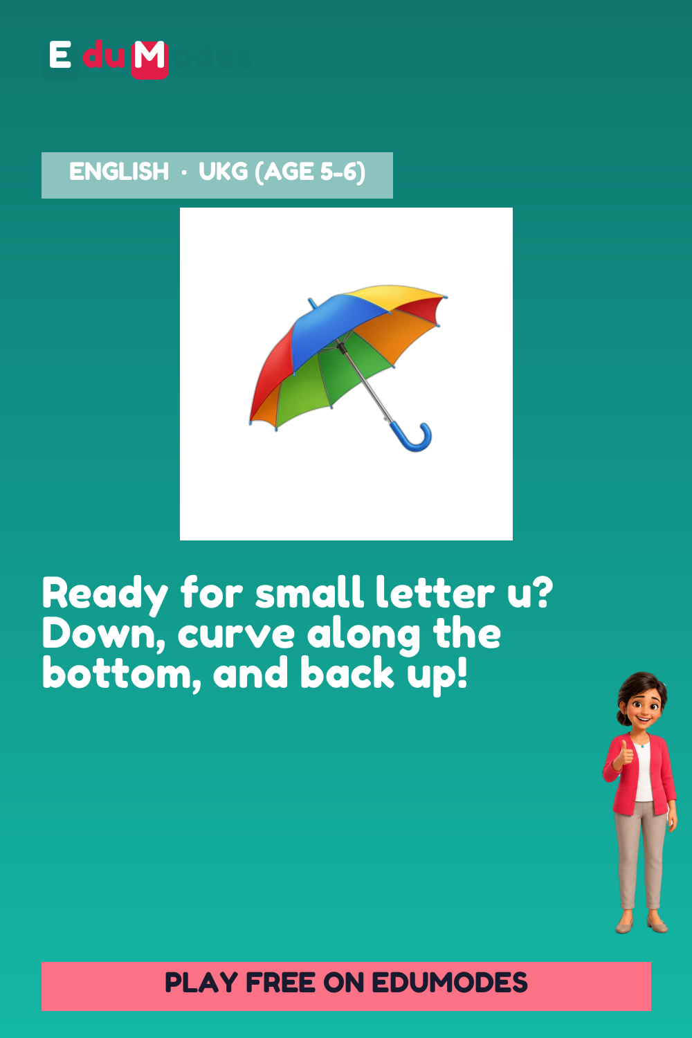 Trace the Small Letter u - Interactive Learning Game Preview