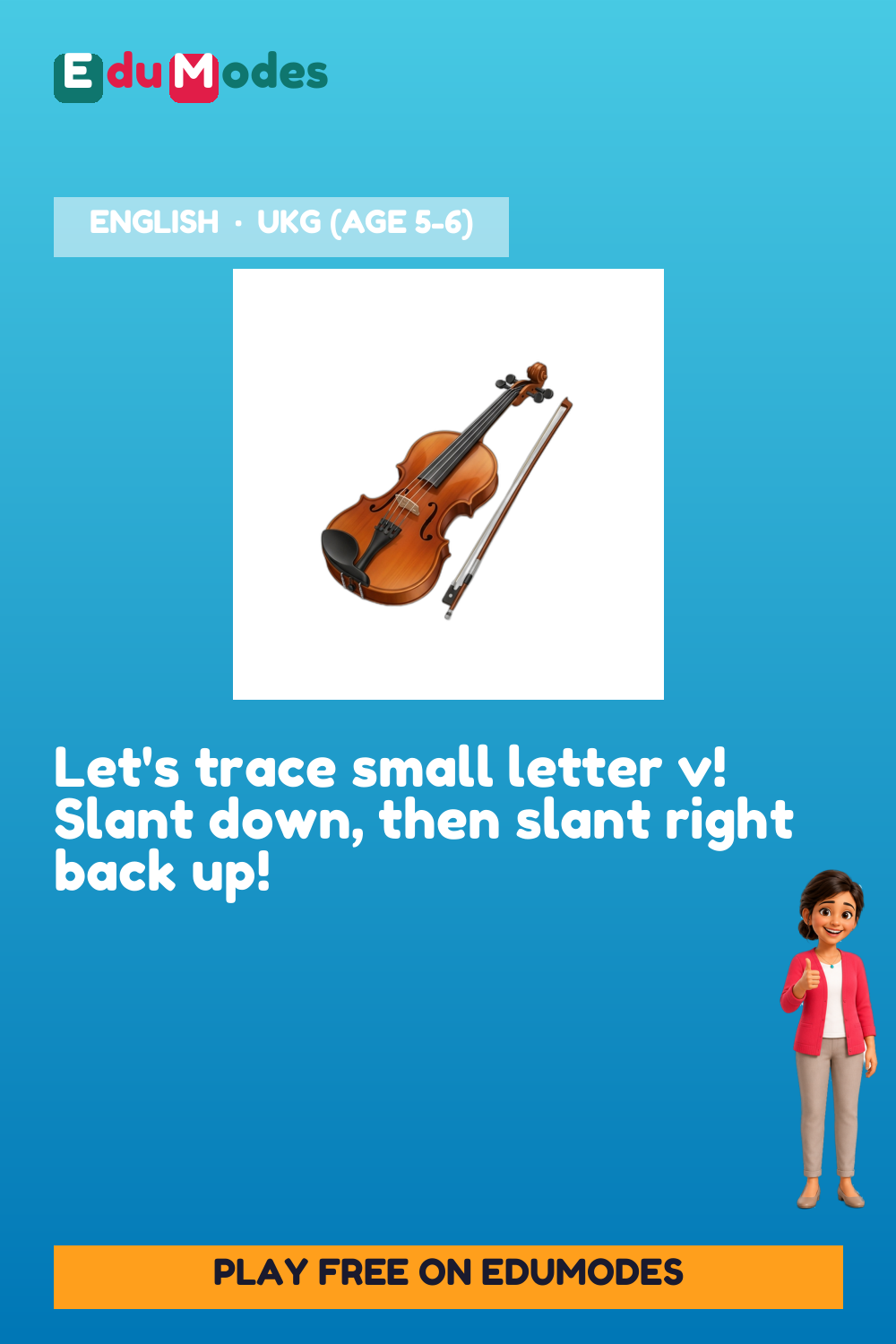 Trace the Small Letter v - Interactive Learning Game Preview