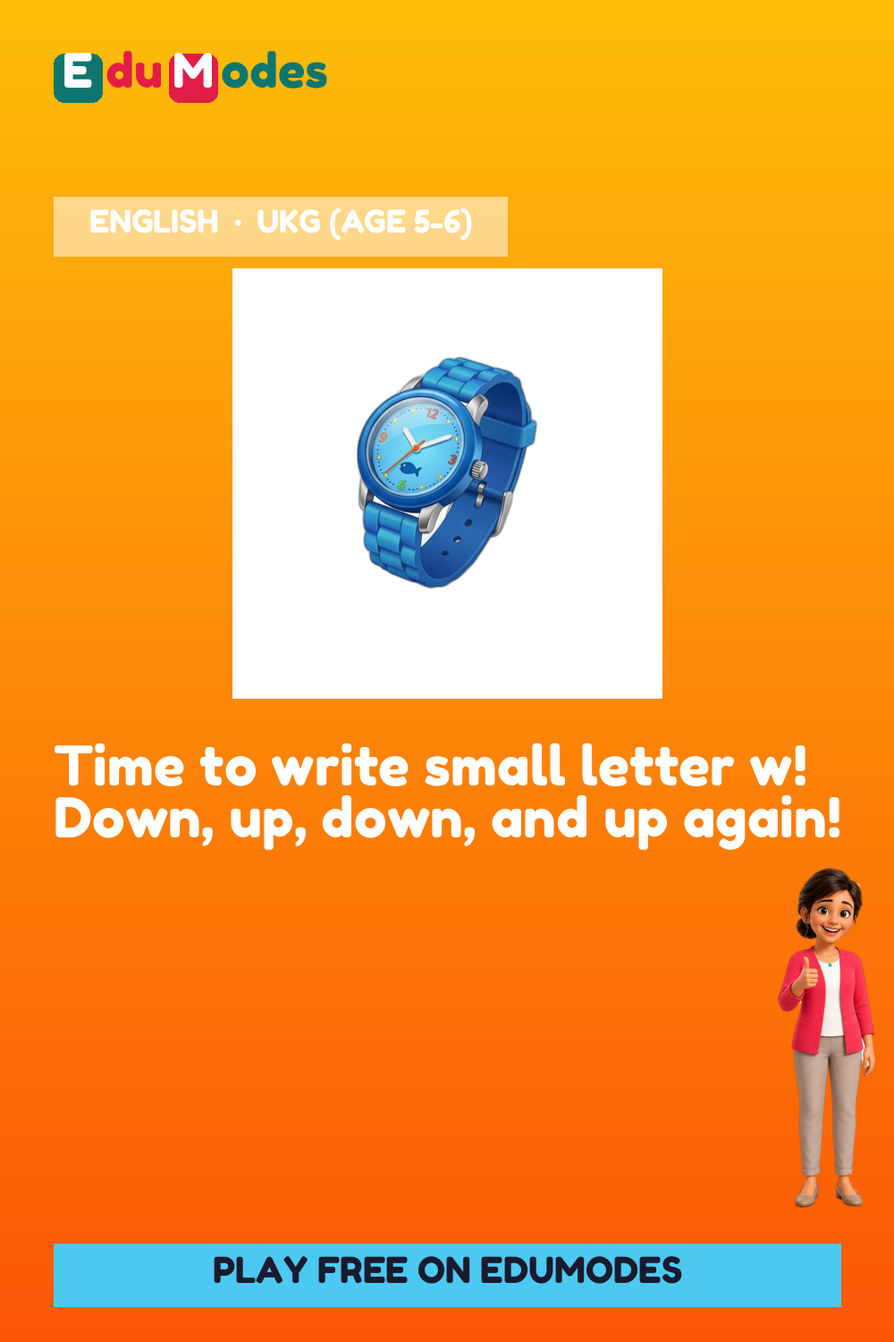 Trace the Small Letter w - Interactive Learning Game Preview
