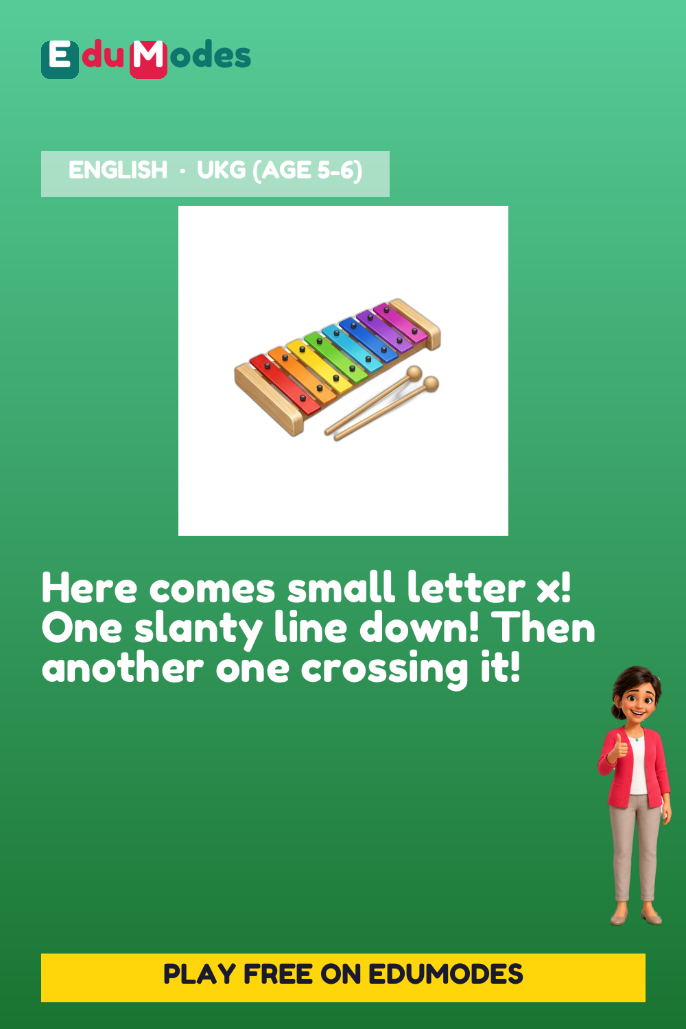Trace the Small Letter x - Interactive Learning Game Preview