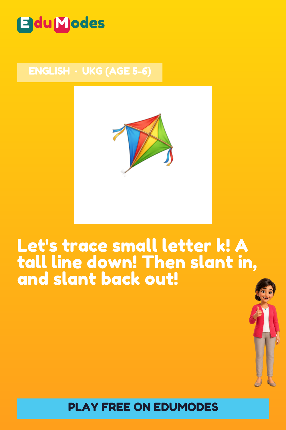 Trace the Small Letter k - Interactive Learning Game Preview