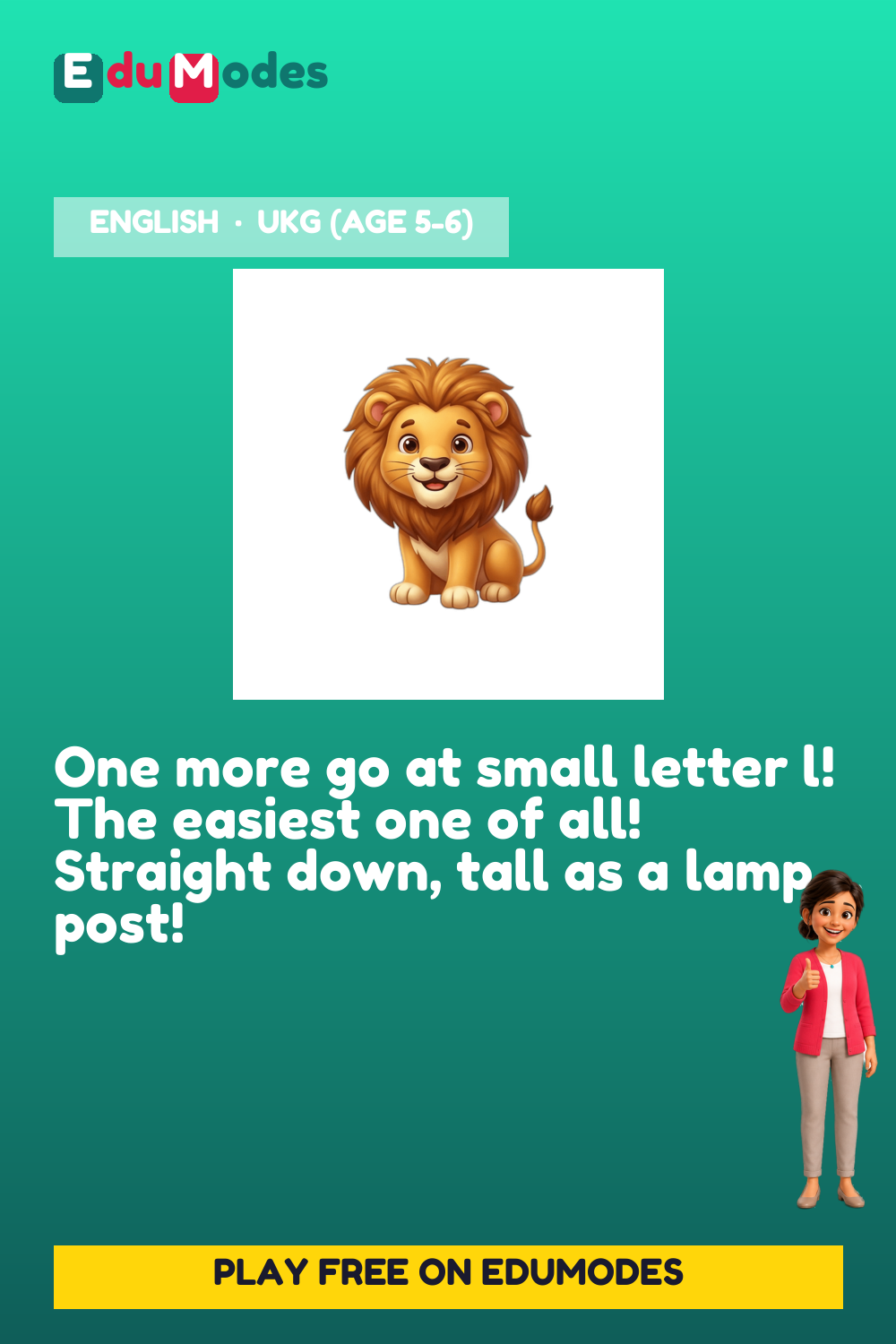 Trace the Small Letter l Again - Interactive Learning Game Preview
