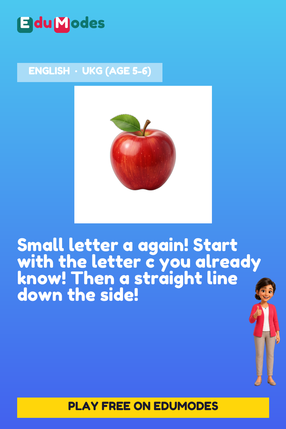 Trace the Small Letter a Again - Interactive Learning Game Preview