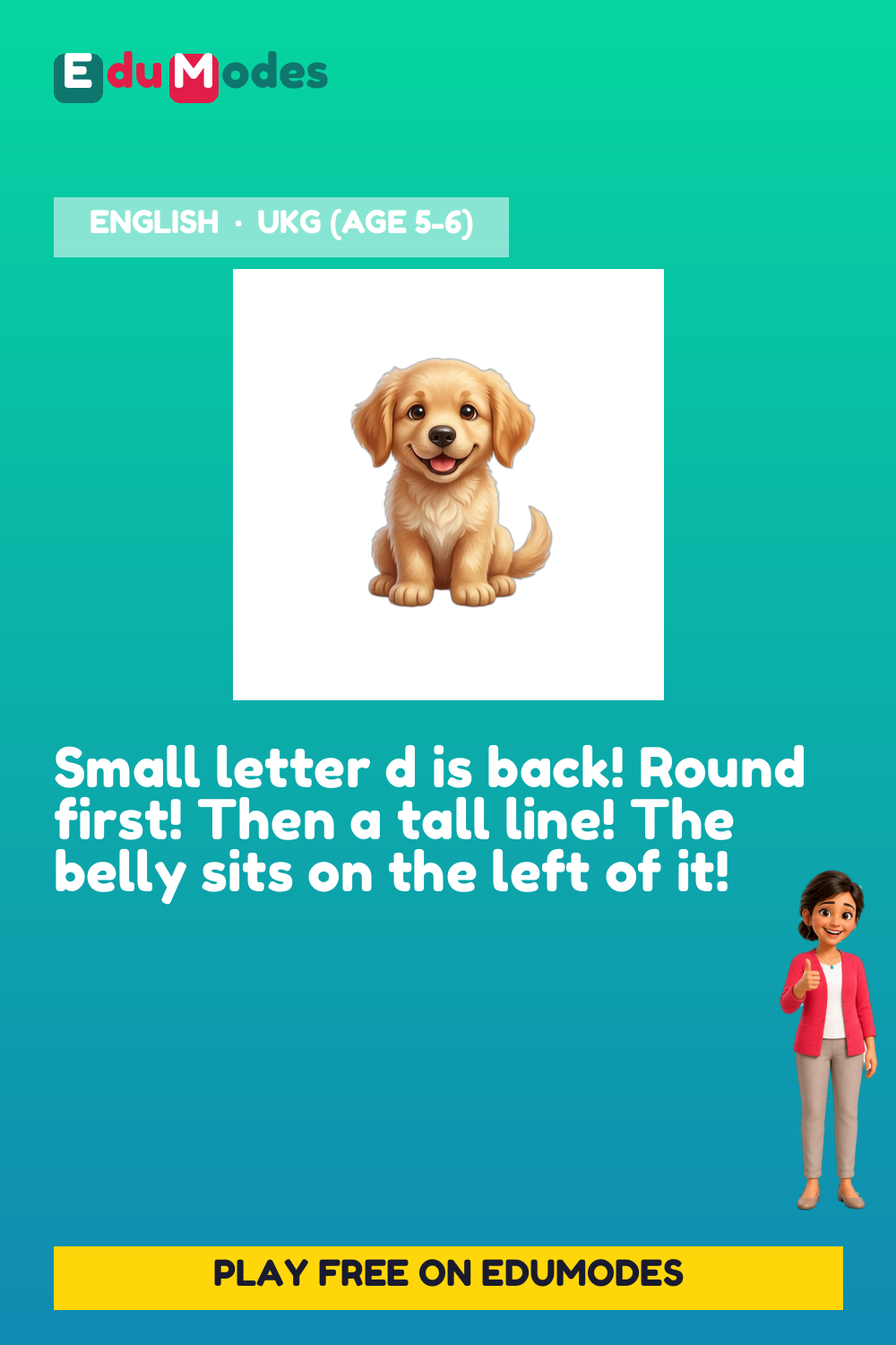 Trace the Small Letter d Again - Interactive Learning Game Preview