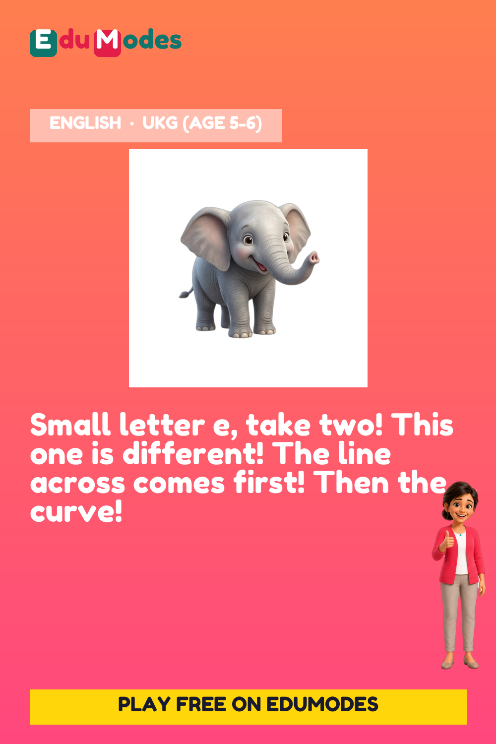 Trace the Small Letter e Again - Interactive Learning Game Preview