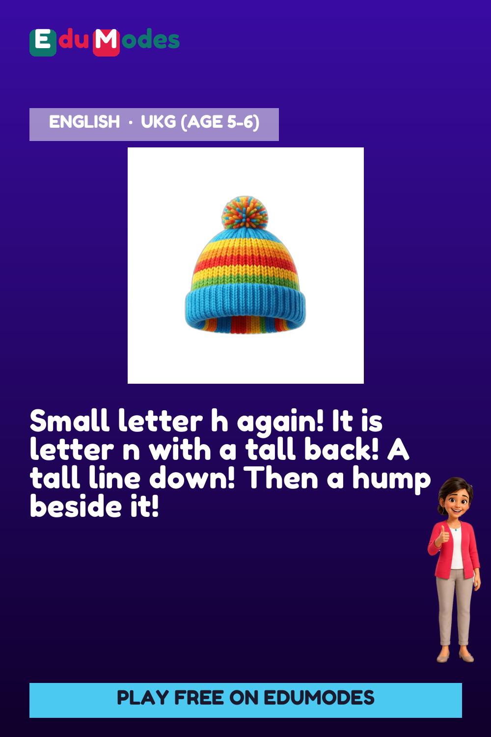 Trace the Small Letter h Again - Interactive Learning Game Preview