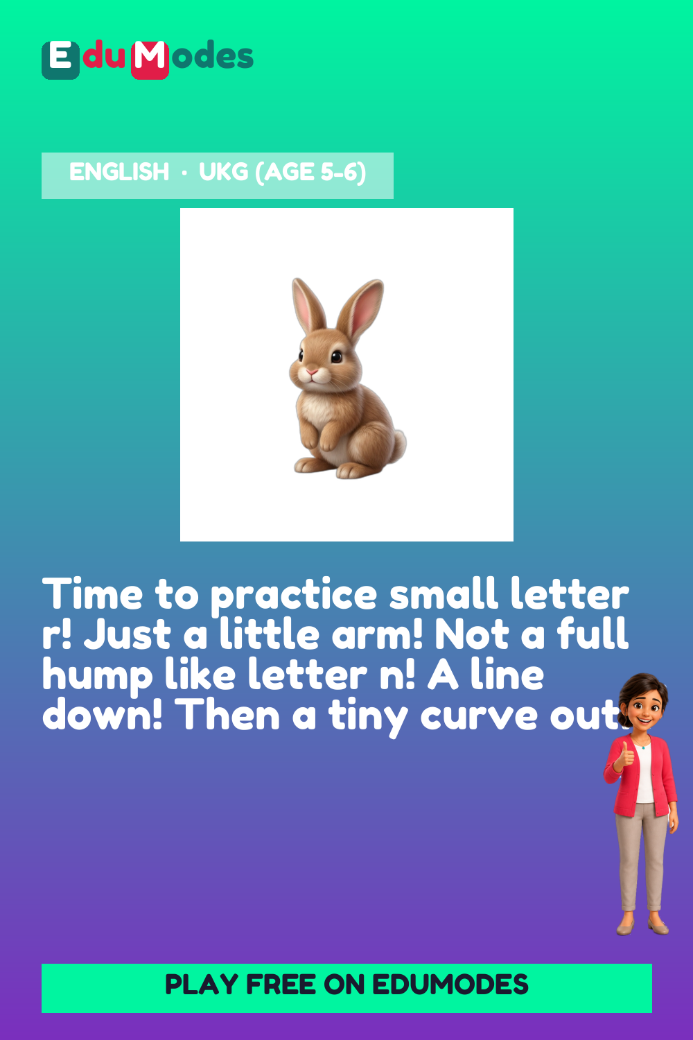Trace the Small Letter r Again - Interactive Learning Game Preview