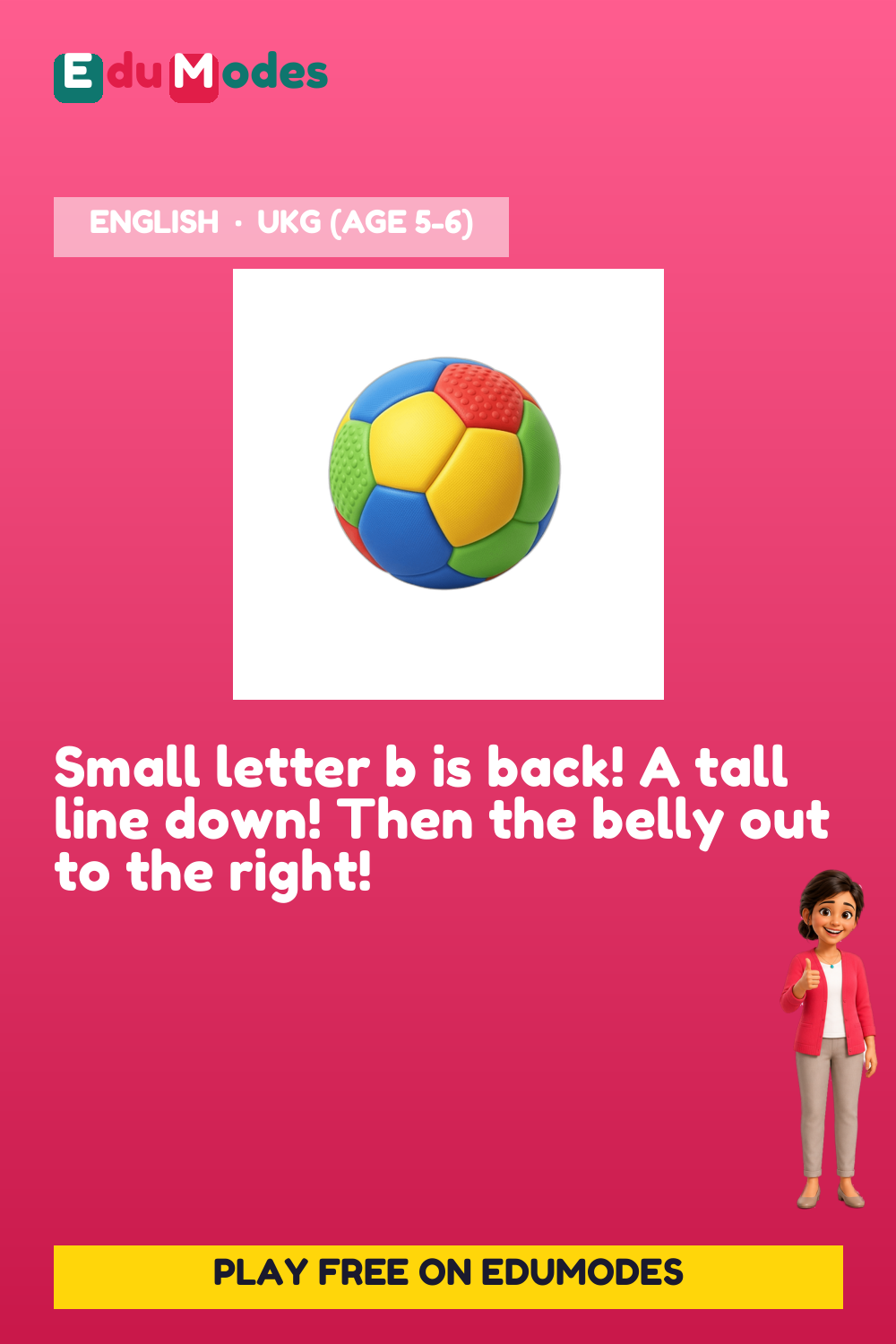 Trace the Small Letter b Again - Interactive Learning Game Preview
