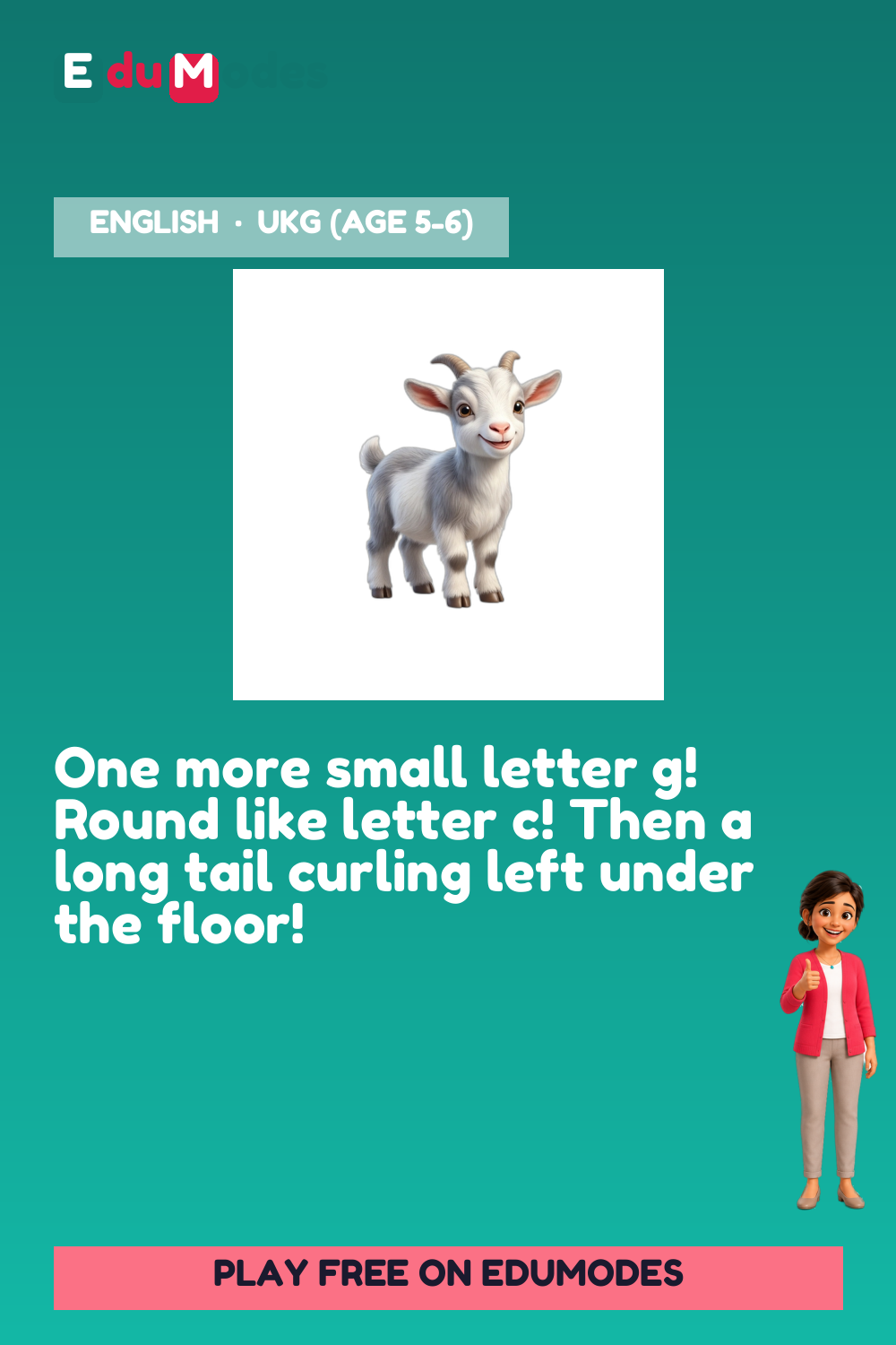 Trace the Small Letter g Again - Interactive Learning Game Preview