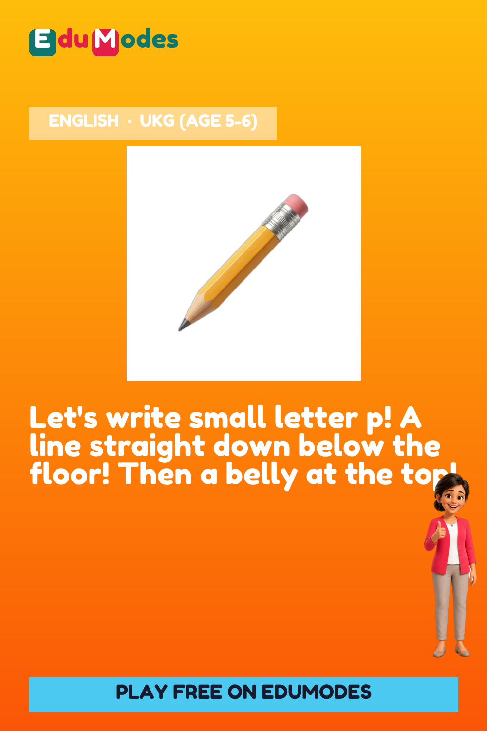 Trace the Small Letter p Again - Interactive Learning Game Preview