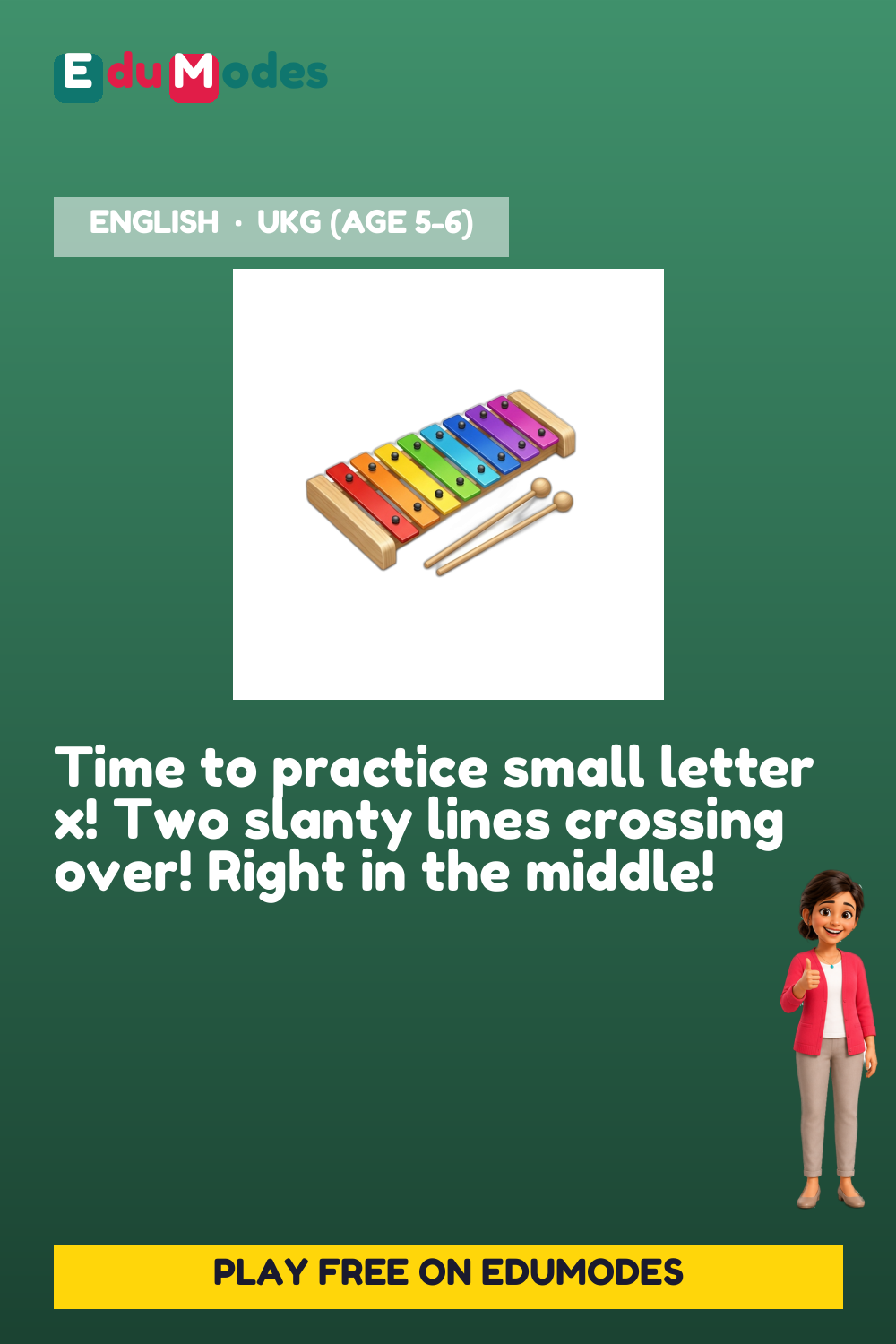Trace the Small Letter x Again - Interactive Learning Game Preview
