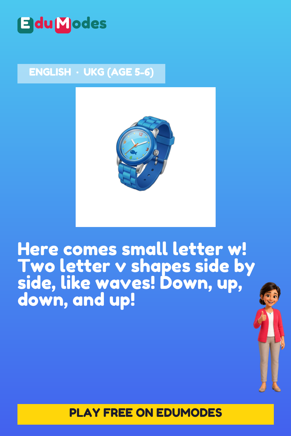 Trace the Small Letter w Again - Interactive Learning Game Preview