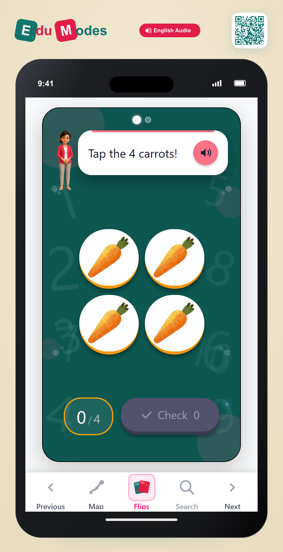 Count 4 to 5 Vegetables - Interactive Learning Game Preview