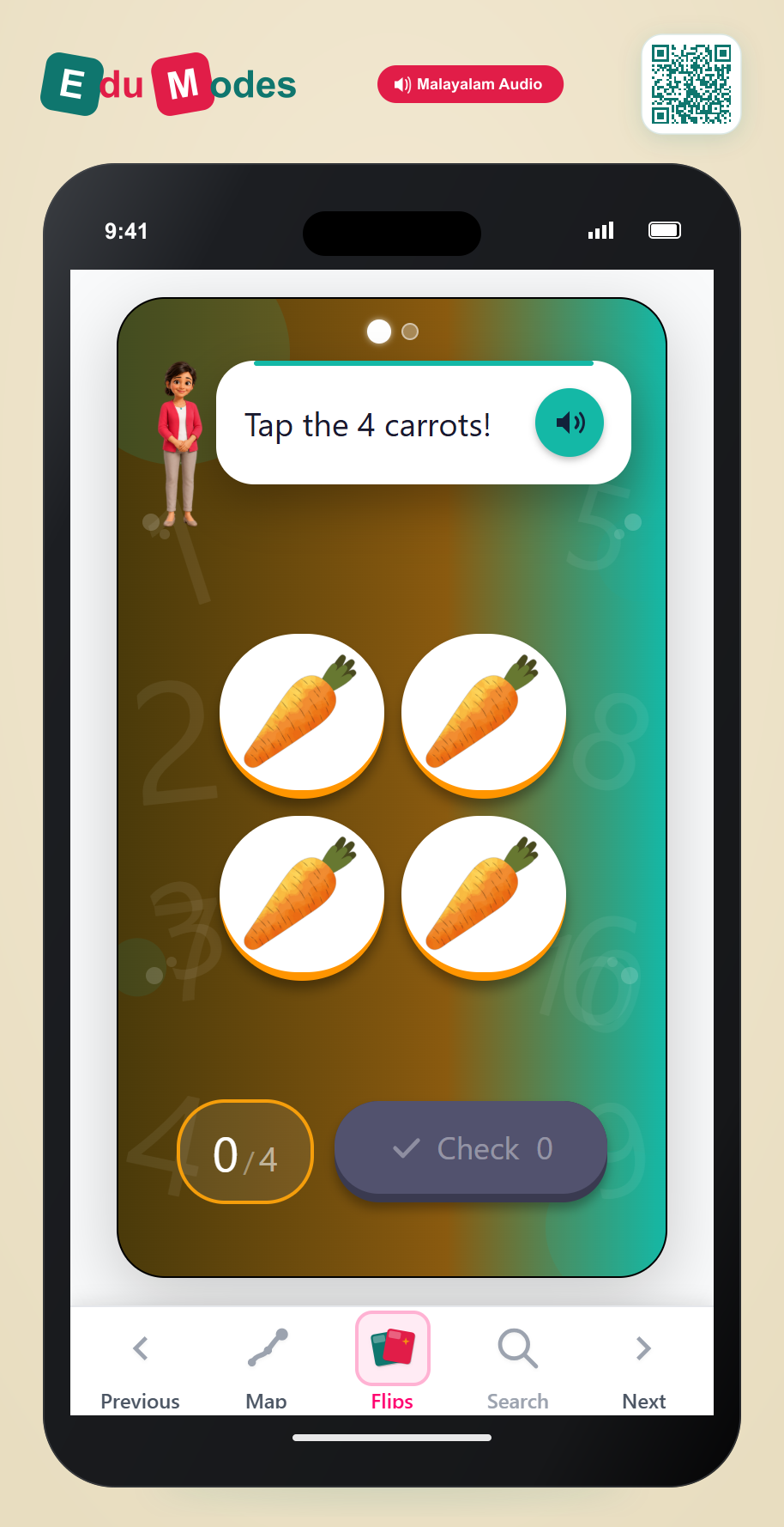 Count 4 to 5 Vegetables - Interactive Learning Game Preview