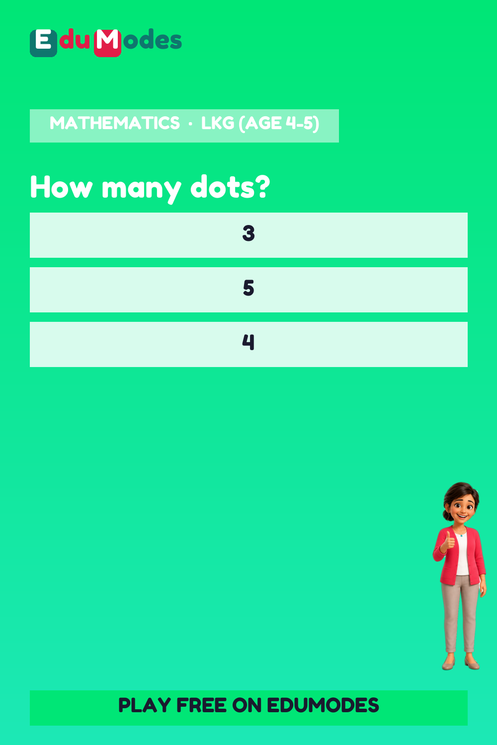 How Many Dots 4 to 5 - Interactive Learning Game Preview