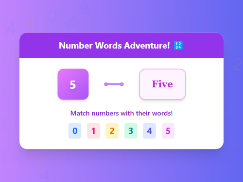 Match Numbers with Words 0-5
