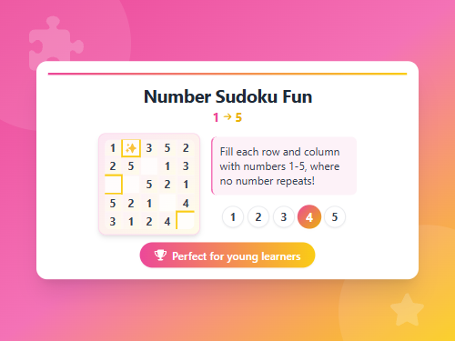 Number Sudoku Fun 1-5