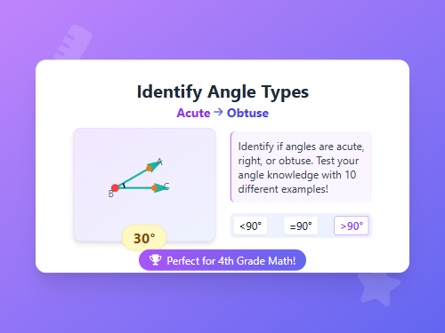 Identify Acute Right Obtuse Angles