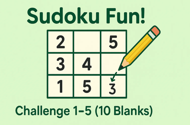 Sudoku Challenge 1-5 (10 Blanks)