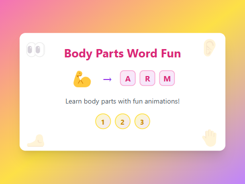 Learn Body Parts Word Fun Game