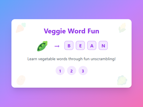 Unscramble Vegetable Words Learning Game
