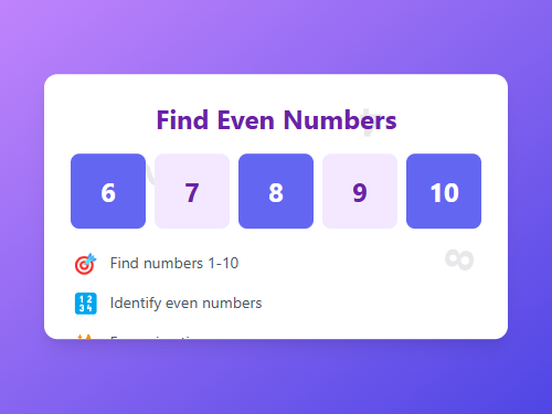 Find Even Numbers 1-10