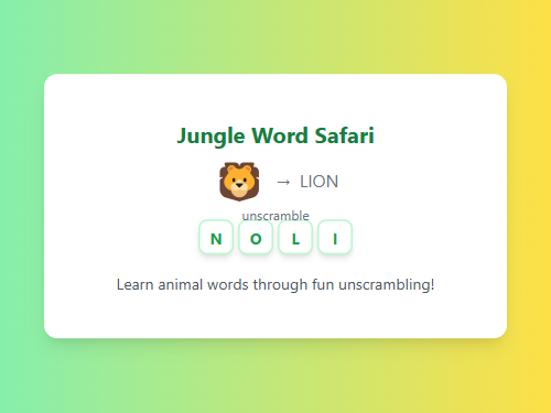 Unscramble Jungle Animal Words Safari