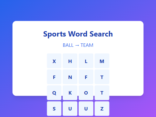 Find Sports Words in Grid