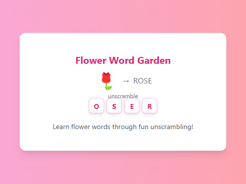 Unscramble Beautiful Garden Flower Words