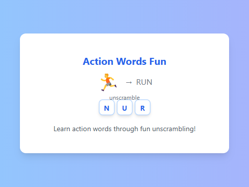 Unscramble Fun Action Words Game