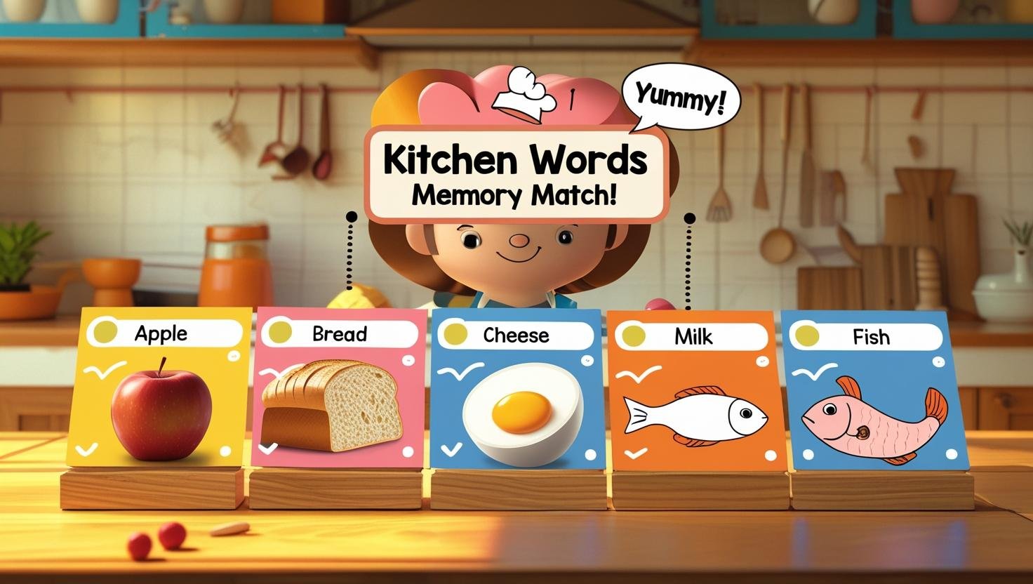 Food Memory Match: Kitchen Words