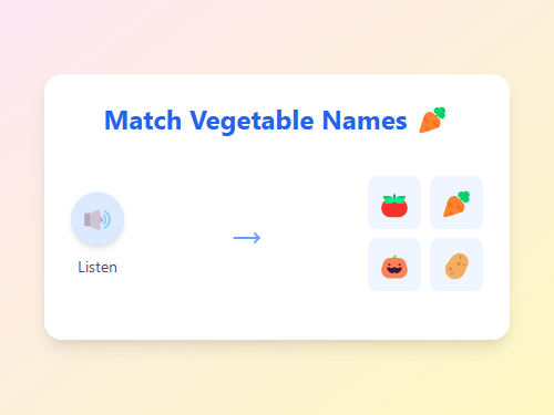 Match Vegetable Names with Pictures