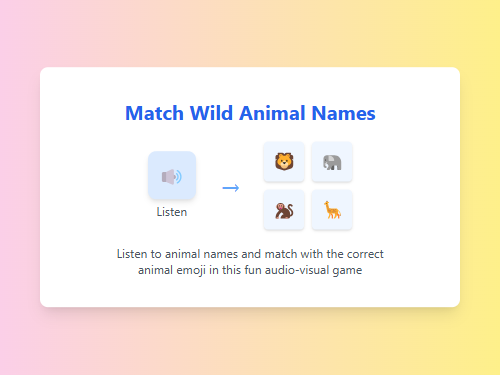 Match Wild Animal Names with Pictures