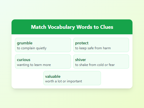 Match Vocabulary Words to Clues