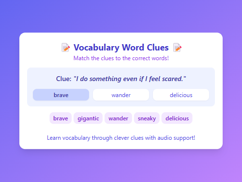 Vocabulary Words from Clues